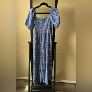 Blue Floral Puff Sleeve Jumper